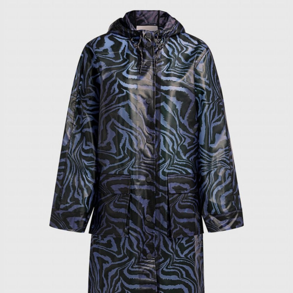 Ganni Tiger Print Raincoat